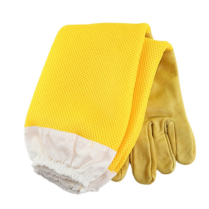 Yellow Protective Beekeeping Gloves with Breathable Anti-Bee/Sting Sleeves